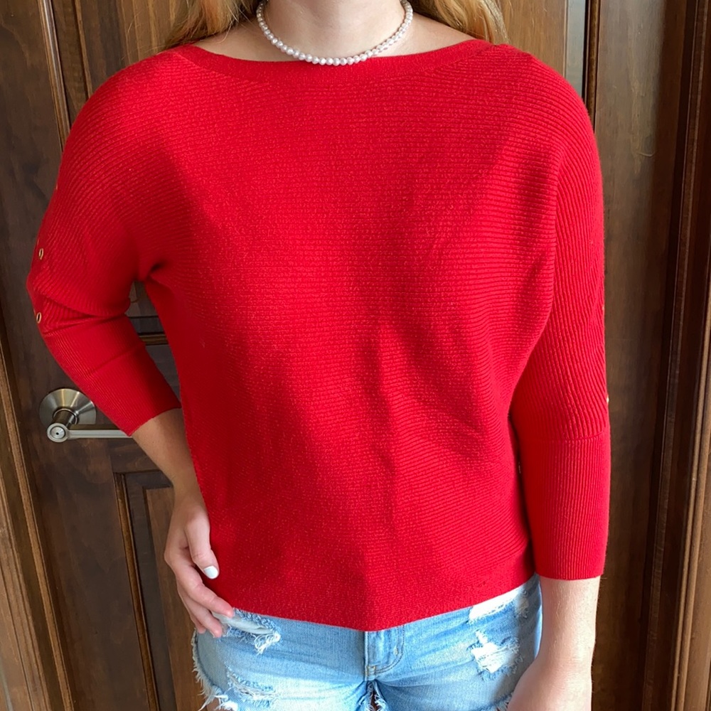 Jennifer Lopez Ribbed Dolman Sweater